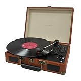 CICONIA レコードプレーヤー TE-1907 レトロ クラシカル (ブラウン) USBメモリー 多機能 SDカード 再生 ブルートゥース Bluetooth AUX IN OUT トランクケース型 3スピード オートストップ