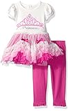 Nannette Baby Girls' Glitter Mesh Dress and Knit Capri Legging Light Pink 18M [並行輸入品]