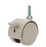 Twin Wheel Caster Solutions TWHN-50N-T17-TN-B 2 Diameter Nylon Wheel Hooded Brake Caster 3/8-16 x 1 