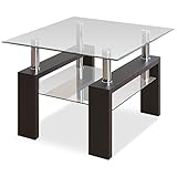 ottostyle.jp 【MODERN GLASS TABLE】 2段ガラステーブル ダークブラウン 幅60cm×奥行き60cm×高さ45c