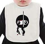 Cartoon Ninja Girl ネクタイを有する有機ビブ Medium