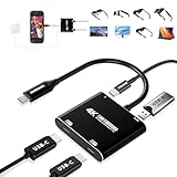 Guermok 4-in-1 デュアルUSB-Cディスプレイハブ 4K@60Hzビデオ、PD 100W高速充電&USB 3.0 5Gbps、ARメガネ、Switch 2、ノートパソコン、ポータブルモニター、Type-Cディスプレイに対応 (ブラック)