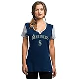 MLBレディースTime to ShineラインストーンVネックTシャツ（S、Seattle Mariners )