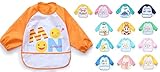 Adamz.sp 赤ちゃん 食事 エプロン 長袖 防水 食べこぼしポケット ビブ スタイ ガウン スモック 種類いっぱい (オレンジ／スマイル)