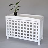 エアコン室外機カバー匠・縦横格子（色：ホワイト）ヒバ材・木製【大型対応】