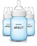 Philips AVENT Classic Plus BPA Free Polypropylene Bottles, Blue, 9 Ounce (Pack of 3) by Philips Aven