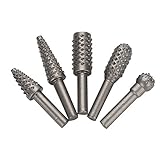 Yosoo ロータリーファイル シングルカット 1/4インチシャンク 研削ドリルビット 回転バリロータリーバー 5本 鋼 木工彫刻ツールセット 空気圧工具 工作機械 耐摩耗 高耐熱