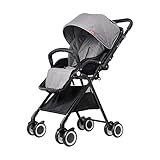 Bnoeo ベビーカー 両対面ベビーカー b型 ハイシート バキ 軽量 コンパクト 片手収納可能 機内に持ち運び可 (黒パイプ グレー)