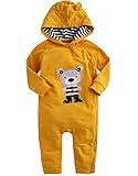 [Vaenait Baby] 6-24ヶ月ベビー服長袖ロンパース カバーオール 女の子フード付き Yellow Teddy 18-24M