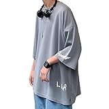 [Culeevp] 夏服 メンズ tシャツ メンズ 半袖 七分袖 大きいサイズ 無地 速乾性 柔らかい 服 メンズ 灰3XL