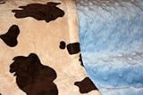 Minky Blanket -Baby Blanket, Toddler Blanket, Child Blanket - Cream and Brown Cow Blanket (Medium (@