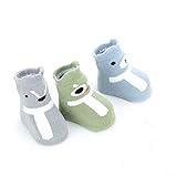 CURRENT 子供のソック 新生児 乳幼児 靴下 キッズ ベビー ソックス 綿 保温 柔らかい 可愛い 動物モチーフ (3足セット) (0～1歳, 3)