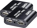 ANAMI HDMI キャプチャーボード HDMIパススルー出力 3.5mm音声出力 MIC音声入力搭載 USB2.0 1080P 30Hz ゲームキャプチャー ビデオキャプチャカード ゲーム実況生配信 画面共有 録画 軽量 DSLR ミラーレス (2台セット)