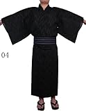浴衣通気性の綿の汗蒸し服日本の着物 (浴衣+帯) (L, 04)