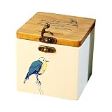 Chastep Coin Bank for Presents &キッズおもちゃ、木製お金ボックスまたはストレージボックス – ブルー鳥、ホワイト