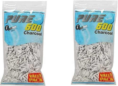 STANWELL(スタンウェル) PURE(ピュア) 手巻き用 スリム チャコール フィルター 6mm x 25mm バリューパック600 2個セット - 1