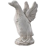 アンティークオーナメント ホワイトガーデン 飛び立つカモ H31cm ／庭園用置物