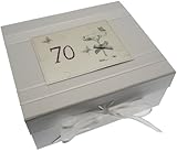 ホワイトコットンカードハンドメイド小さな誕生日記念品ボックス( Age 70 )