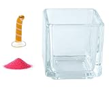 花市場直送便 ミニチュアガラス ニシキアナゴ オレンジ & カラーサンド ニューピンク & 植え込み用グラス ニューブロックS