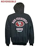 San Francisco 49ers Football大人用Large Full Zipフード付きフリースリバーシブルジャケット – チャコールグレーレッド