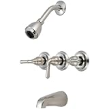 Olympia Faucets P-3230-BN Three Handle Tub/Shower Set, PVD Brushed Nickel Finish by Olympia Faucets