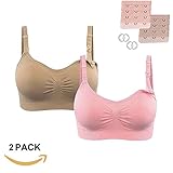 Burvogue授乳ブラジャーなしワイヤーマタニティブラス3枚セット2枚セット 1枚セット(Medium, スキン+ピンク)