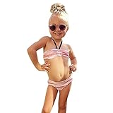 Domybestキッズ 水着 女の子セパレート 上下セット ビキニ　タンキニ　ベビー スイムウェア 女児 ガールズ ミズギ スイミング スクール水着 セパレート　蝶結び　ボーダー　2点セット　夏 ビー