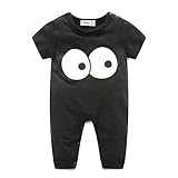 leegor愛らしいInfant Eyes印刷ロンパース夏半袖ジャンプスーツ カラー: ブラック