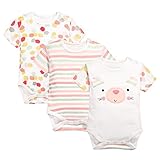 kinokoo ベビー服 女の子 男の子 新生児 赤ちゃん 半袖ロンパース 春夏100%綿製 3点セット baby clothes 出産祝い かわいい (6m, 05)