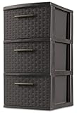 Sterilite 26306p02ストレージタワー、3引き出し、エスプレッソ織り、15 x 12 – 5 / 8 x 24-in。 1 ブラウン 2 x 26306P02 1
