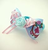 オリジナル ハンドメイド シングル バレリーナ リボン ローズ ヘアゴム　Blue ブルー