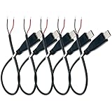 PENGLIN 5本 USB Type-C 2芯ケーブル 25cm 22AWG 電源用 USBケーブル 3A 5V USB-Cオスプラグ～2ピン裸線オープンエンド延長ケーブル DIY 充電