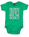 (ママはあなたのアドバイス聞いていません。) Mummy Doesn't Want Your Advice, プリント　ベビースーツ - グリーン/白 12-18 ヶ月
