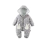 Baby Nest ベビー服 前開き カバーオール 防寒 長袖ロンパース 秋冬用 ファスナー フード付き 女の子 男の子 グレー 9-12M