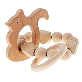 Kesoto 赤ちゃんのおもちゃ　木製リング　赤ちゃんの噛がため　ブレスレット　リング　おもちゃ　新生児　ギフト　全5種類 - リス