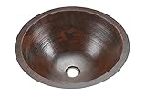 Premier Copper Products LR17FDB Round Under Counter Hammered Copper Sink, Oil Rubbed Bronze [並行輸入品]