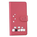 case for Motorola Moto G64 5G / G64Y 5G ケース モトローラ モトg64ケースカバー 手帳型 可愛い猫 (KKGO) カードポケット付き 財布型 横置きスタンド機能付き マグネット式 全面保護 (A2-レッド, に適用するMoto G64 5G / G64Y 5G)
