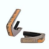 Thalia Guitar Capo - デラックスシリーズ(ユニバーサルオクターブタッチフレットパッド2個付き新モデル)ブラッククローム - フレイムドメープルウェイブ