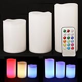 Maketheone Flameless LED illumicandle – 4 Nonflammableワックス電池式ピラーElectricキャンドル – マルチ関数でリモート制御タイマー – カ