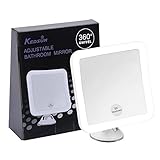 KEDSUM 8倍 浴室鏡 LED化粧鏡 風呂鏡 吸盤ロック付き 化粧ミラー 360度回転 メイクミラー 卓上鏡 髭剃り&メイク鏡