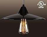 Industry Style Pendant Light Fixture, Vintage Metal Factory Ceiling Hanging Light, LED Light Bulb In