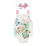 Tovadoo ベビー　ロンパース+ヘアバンド　セットアップ　ノースリーブ　大花柄　コットンブレンド　可愛い　ファッション　爽やか　夏休み　海遊び　遊園地　リゾート　旅行　室内　出産祝い　新生児　女の