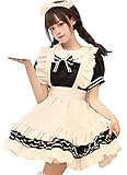 [FULINE] メイド服 可愛い ショート丈 半袖 メイド喫茶 メイドコスプレ 萌え エプロン ハロウィン仮装 M