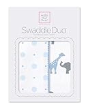 スワドルデザインズ おくるみ デュオ ビッグドットリトルドット・サファリファン ブルー 2枚セット SD-494B 【日本正規品】