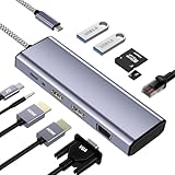 NMEPLAD USB C ハブ 10in1 Type-C HUB HDMI+PD+VGA+RJ45+USB3.0+SD/TF+3.5mm LAN ポート1000M 、HDMI 4K@30Hz解像度、PD100w高速充電、2* USB3.0 5Gbps 高速データ転送、 3.5mmポート、SD/MicroSDカード スロット搭載 Type C ドッキングステーション 変換アダプタ