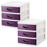 シェルタカラーズ A4収納卓上チェスト(浅型)3段 同色2個セット ディープパープル SC-A3-2DP