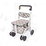 高齢者ポータブルショッピングトロリー折り畳み式4輪ウォーカーブレーキ、360度回転ホイールと大容量防水ショッピングバッグ