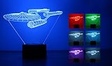 LIWEIKE®　新奇特視覚立体ライトハート型フクロウ バレンタインプレゼント3 D燈LEDタッチ七色グラデーションスタンド夜ランプ (スター ・ トレック)