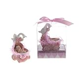 Lunaura Baby Keepsake - Set of 12 Girl Baby in Carriage Looking At Stork Favors - Pink by Lunaura