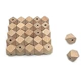 Kissteether 30pcs 赤ちゃんのおしゃぶりのネックレスのためにDIY赤ちゃんのおしゃぶりウッドビーズアクセサリーブナ幾何20ミリメートルオーガニック安全六角木製ビーズ (30pcs)